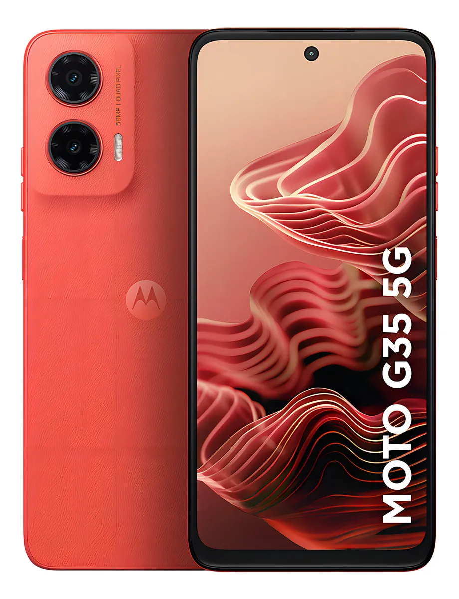 Smartphone Motorola Moto G35 5g - 256gb 12gb (4gb Ram+8gb Ram Boost) E Camera 50mp Com Ai Nfc Tela 6.7 Com Superbrilho - Coral - Vegan Leather